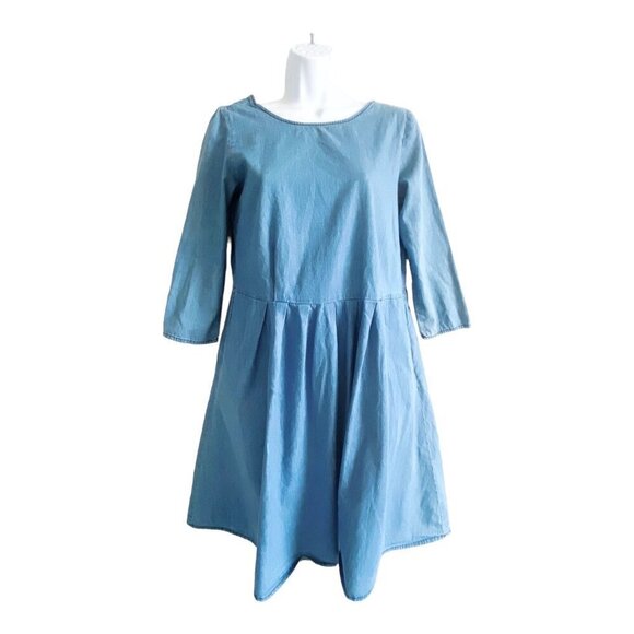 ASOS denim  Blue Bow Back Smock Dress, Size 4 - Picture 1 of 13
